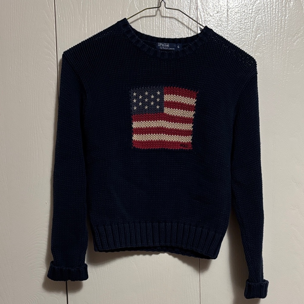 Polo Ralph Lauren Navy Sweater with American Flag